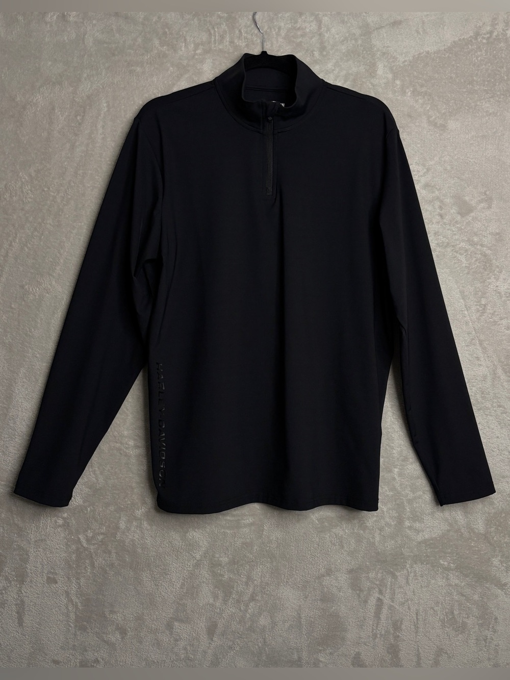 Harley-Davidson Black Long Sleeve Quarter Zip ~ Sz Med Biker, Layering,Outerwear